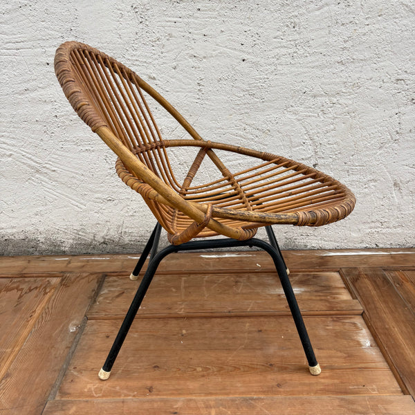 Vintage Mid Century kleiner Rattan Stuhl von Gebroeders Jonkers für Noordwolde