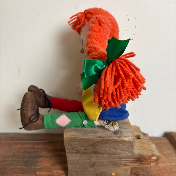 Vintage Schwedische Astrid Lindgren Pippi Langstrumpf Stoffpuppe von Palmefjord Toys