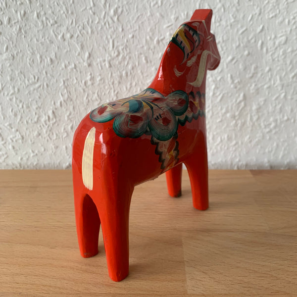 Vintage Dalapferd orange rot 13,5 cm