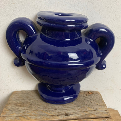 Vintage Keramik Wandvase von Thun Bozen blau