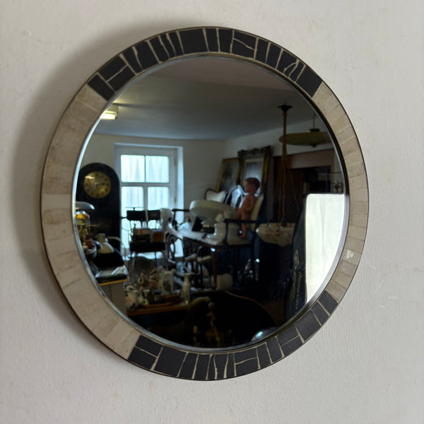 Vintage Mid Century Runder Mosaik Spiegel