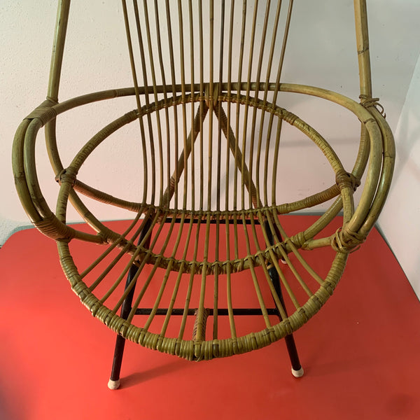 Vintage Mid Century Rattan Stuhl von Gebroeders Jonkers für Noordwolde