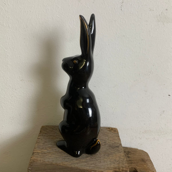 Vintage Porzellan Hase schwarz und Gold von Fürstenberg