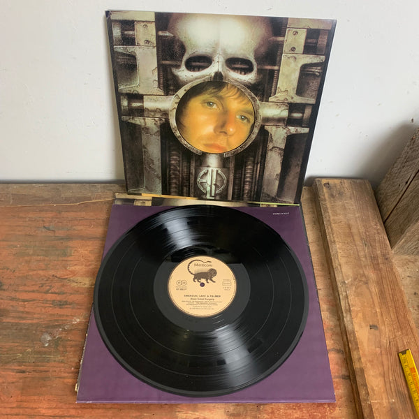 LP mit Poster Brain Salad Surgery von Emerson Lake & Palmer