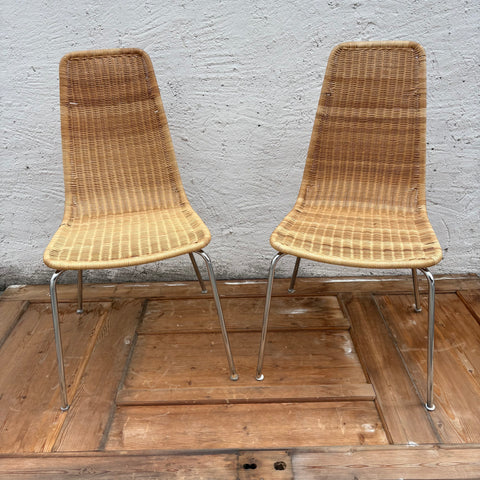 2 vintage Korbweiden Stühlen Linus von Franco Campi und Carlo Graffi für Ikea Vintage