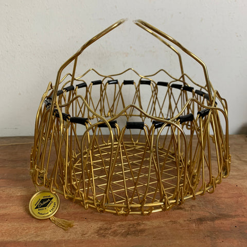 Mid Century Falt Draht Korb Vintage French Wire Basket von Erdecor