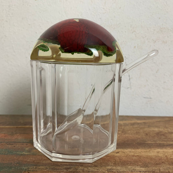 Vintage Marmeladendose aus Acrylglas Himbeere