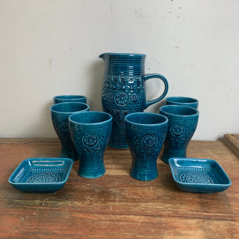 Vintage Keramik Karaffe mit Bechern