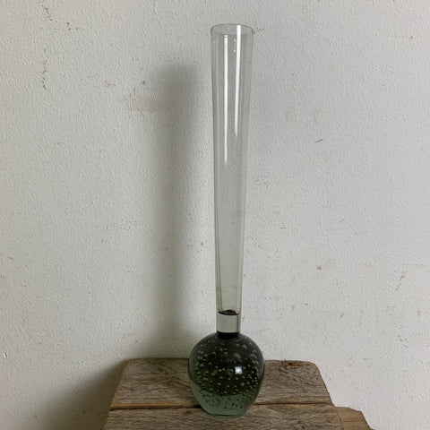 Orchideenvase Solifleurvase Stangenvase Kugelfuß mit Bubbles grau