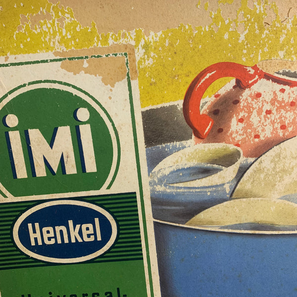 Vintage Schild Pappaufsteller IMI Henkel