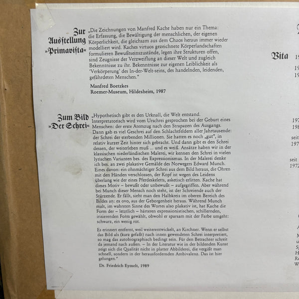 Originale Künstlergrafik Der Schrei von Manfred Kache