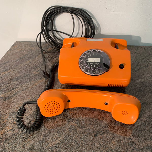 Vintage Wählscheiben Telefon in orange von Siemens FelAp 792-1