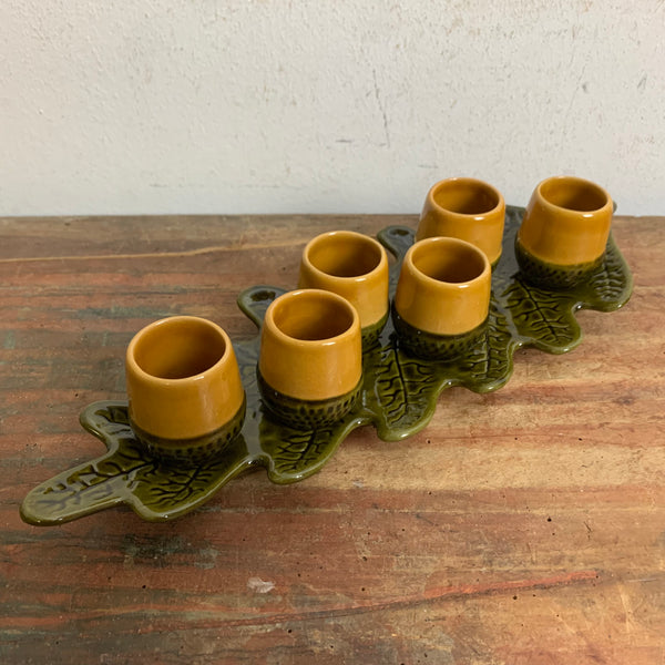 Vintage Keramik Schnaps Becher Eichel auf Eichenblatt