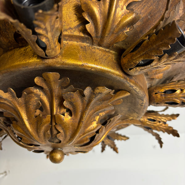 Vintage große vergoldete Deckenlampe mit 9 Leuchten von Banci Firenze