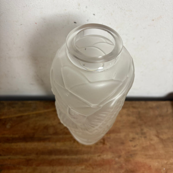 Art Deco Vase aus satiniertem Barolac Glas von Joseph Inwald