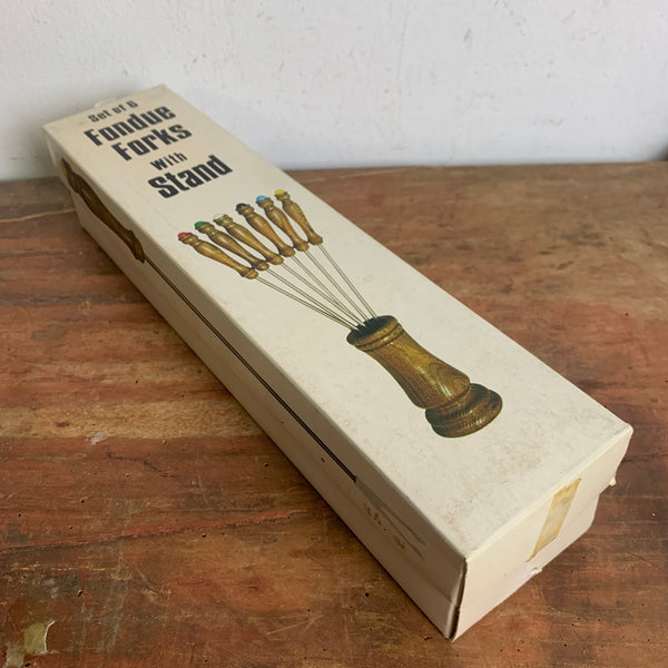 Vintage Fondue Forks with Stand