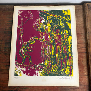 Lithographie Bernwardssäule Weltkulturerbe Hildesheimer Dom von Josef Albert Slominski