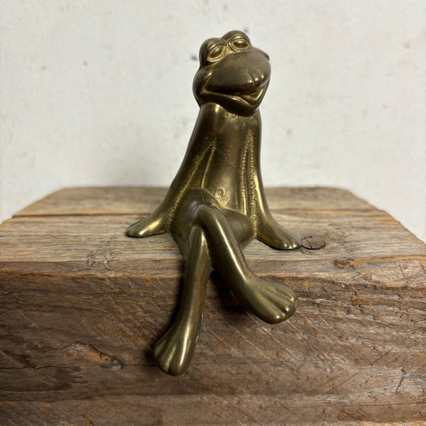 Vintage Messig Figur sitzender Frosch