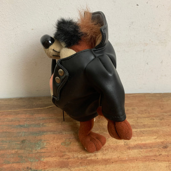 Vintage Looney Tunes Taz Tasmanian Devil Leather Jacket Plush