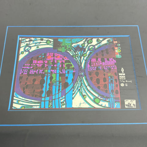 Vintage Kunst Grafik Regen auf Regentag von Friedensreich Hundertwasser