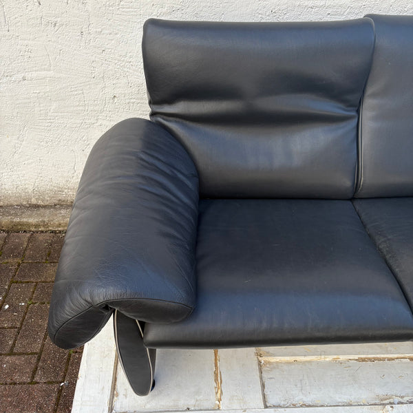 Schwarzes Leder DS 10 2-Sitzer Sofa von de Sede