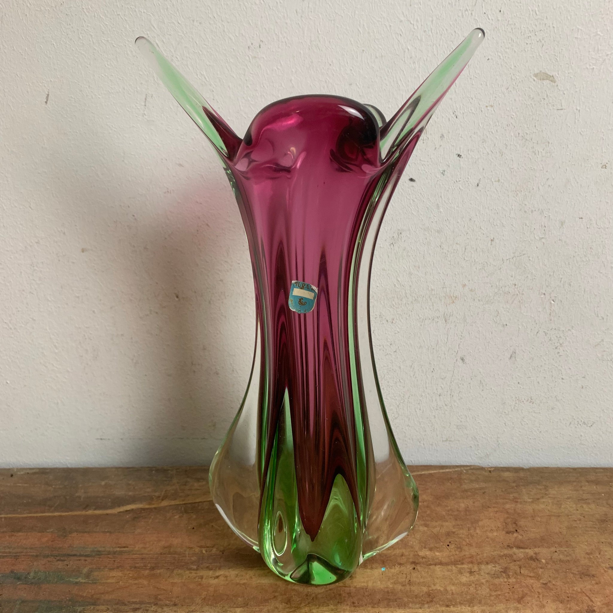 Vintage Glas Vase aus Murano