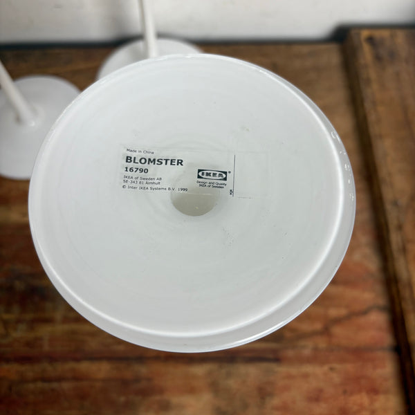 3 vintage weiße Glas Kerzenständer Blomster Ikea