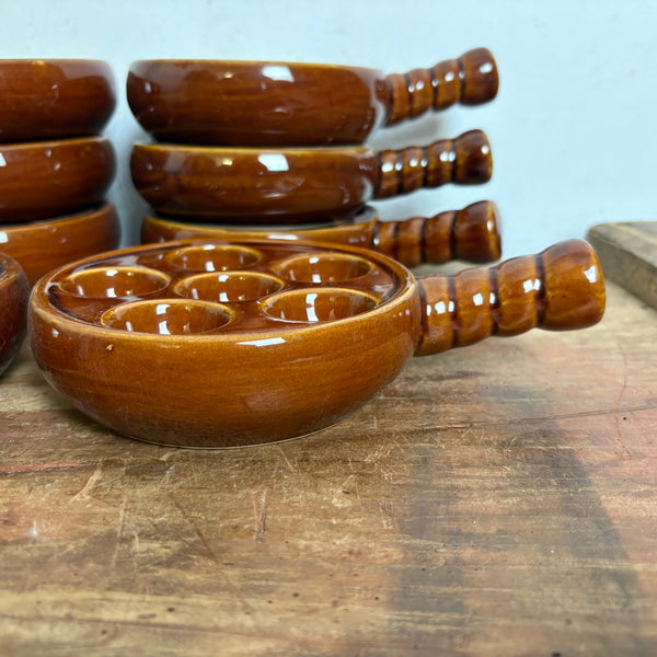 Vintage 8er Set Keramik Schneckenpfännchen France