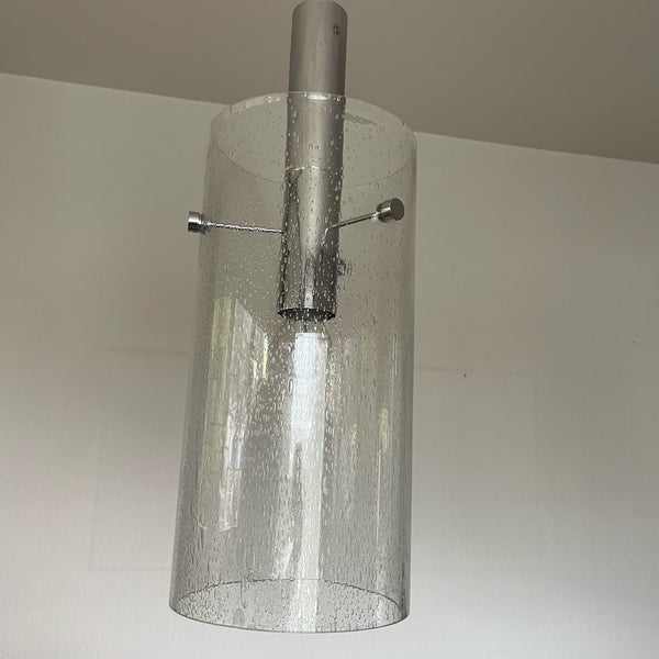 Vintage Design Deckenlampe 2 Glaszylinder von Glashütte Limburg