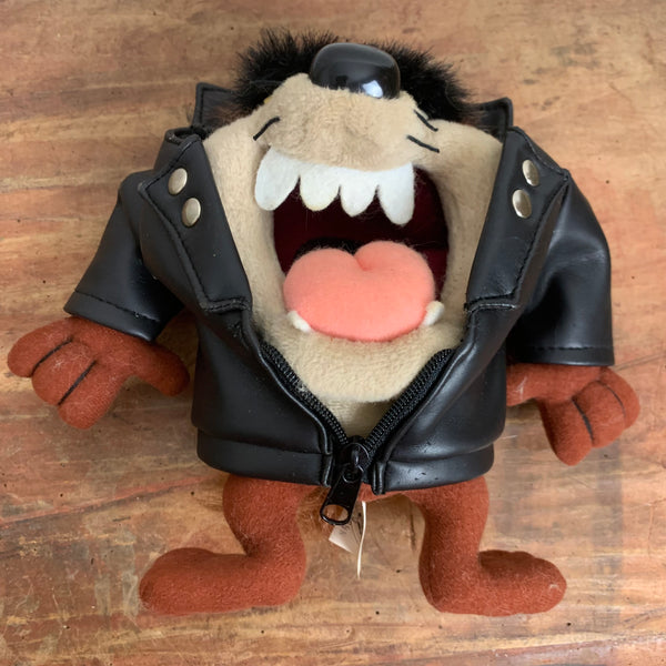Vintage Looney Tunes Taz Tasmanian Devil Leather Jacket Plush