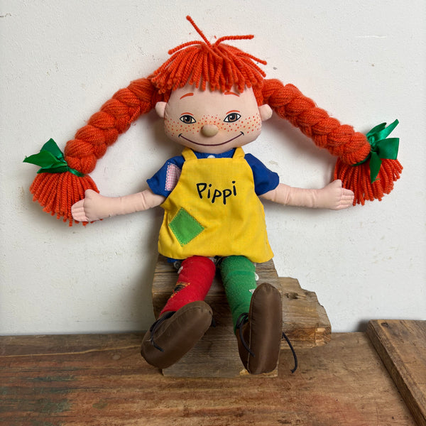 Vintage Schwedische Astrid Lindgren Pippi Langstrumpf Stoffpuppe von Palmefjord Toys