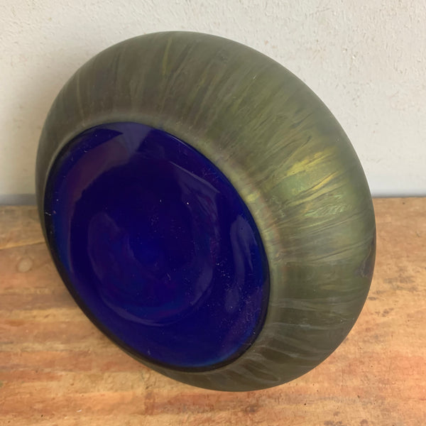 Jugendstil Glas Vase irisierende Pfauen-Optik