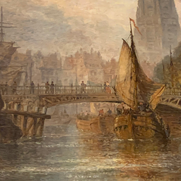 Ölgemälde Abendstimmung im Hafen von Rotterdam von Henry Dawson