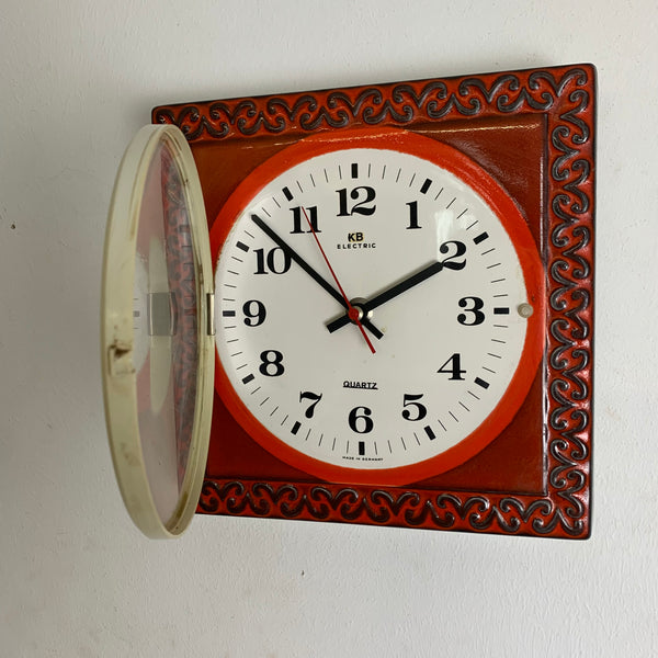 Vintage Keramik Wanduhr von KB Electric