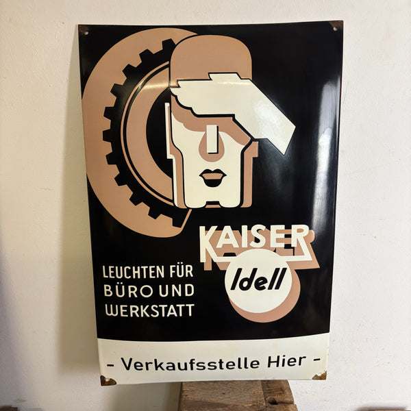 Emaille Schild Bauhaus Kaiser Idell Leuchten für Büro und Werkstatt