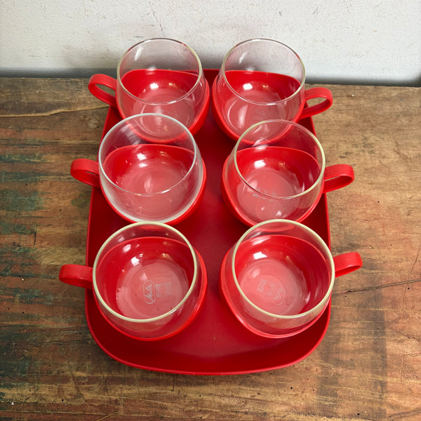Vintage Teegläser Set auf Tablett von Melitta