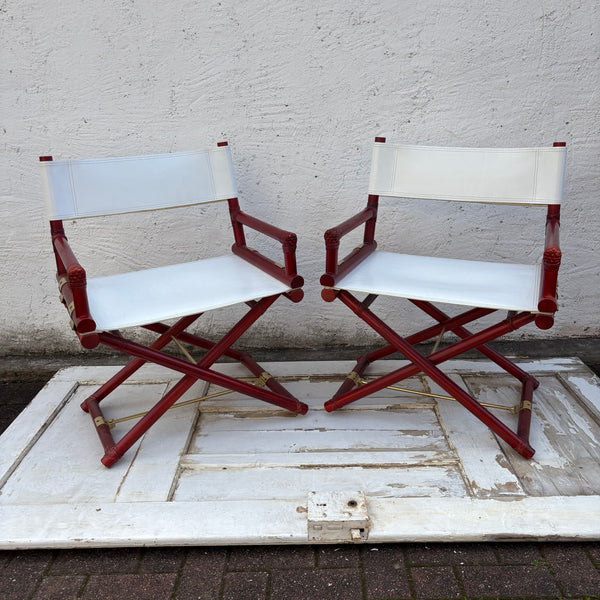 Zwei Vintage Director's X-Chair von Leonard Linden, John McGuire und Elinor McGuire für die McGuire Furniture Company