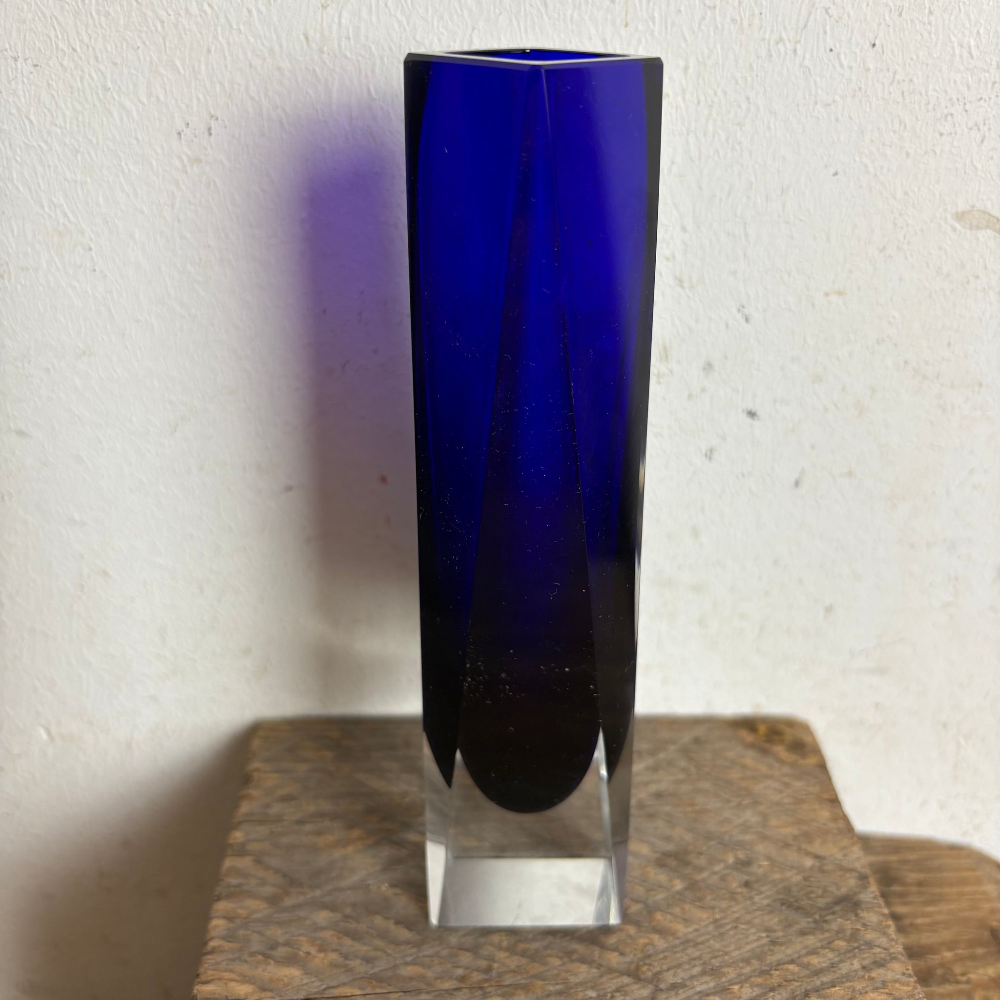 Vintage Mid Century facettierte Sommerso Murano Glas Vase von Flavio Poli für Alessandro Mandruzzato