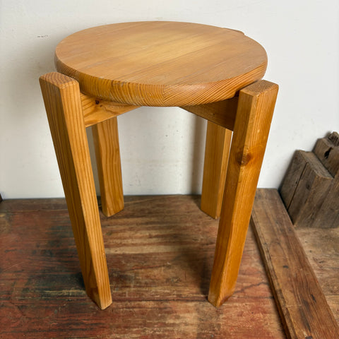 Vintage Kieferholz Hocker von Baumwritter Schweden