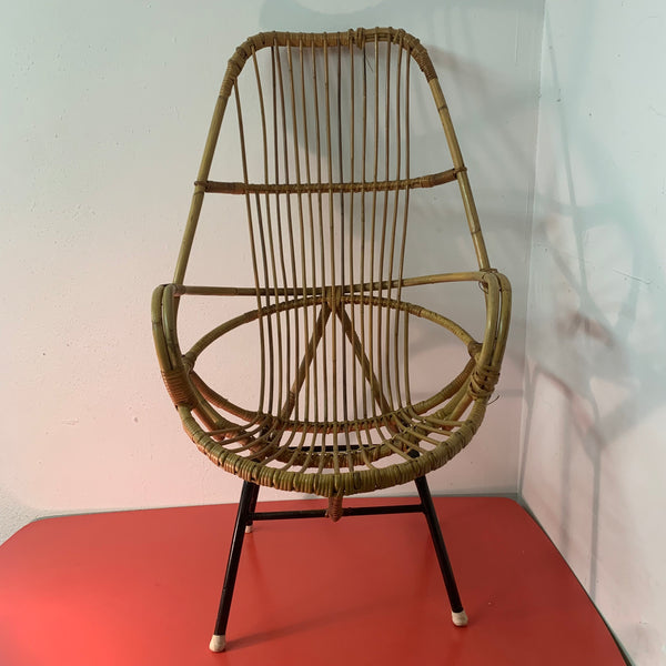 Vintage Mid Century Rattan Stuhl von Gebroeders Jonkers für Noordwolde