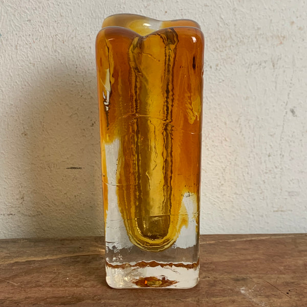 Vintage Blockglas Kristall Vase von Schott Zwiesel