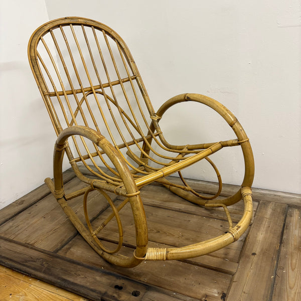 Vintage Schaukelstuhl aus Rattan und Bambus