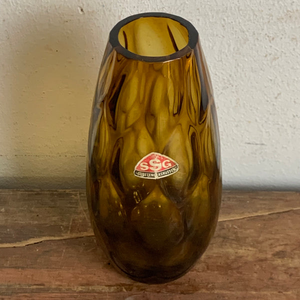 Vintage bernsteinfarbene Vase von Sudetenglashütte