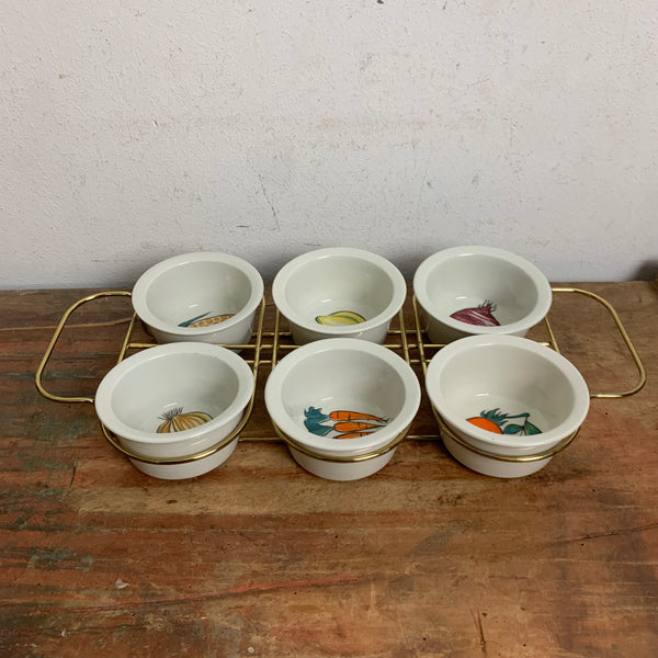 Vintage Mid Century Feinkostnäpfchen mit Metallgestell von Villeroy und Boch