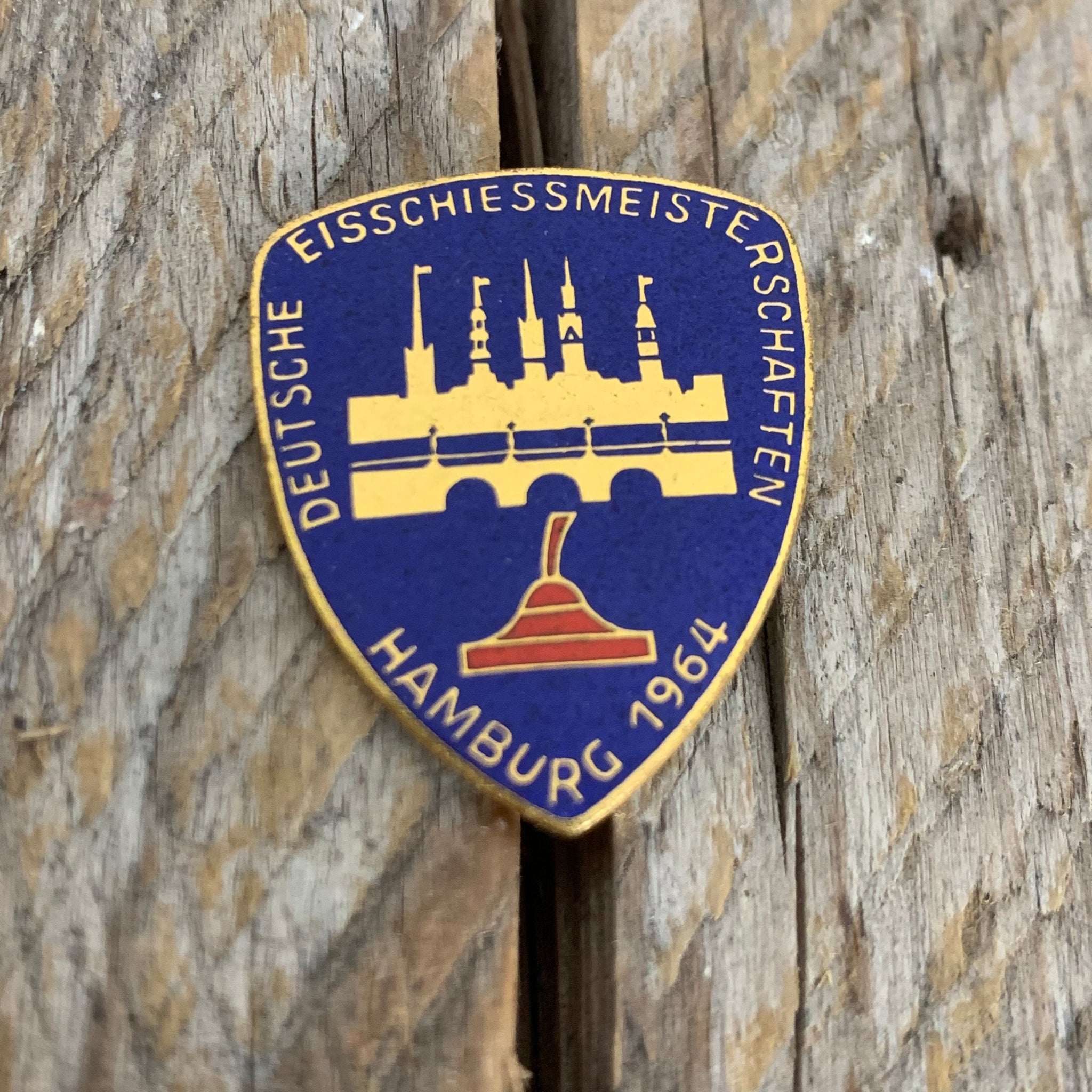 Anstecknadel Deutsche Eisschiessmeisterschaften Hamburg 1964