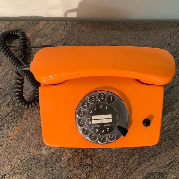 Vintage Wählscheiben Telefon in orange von Siemens FelAp 792-1