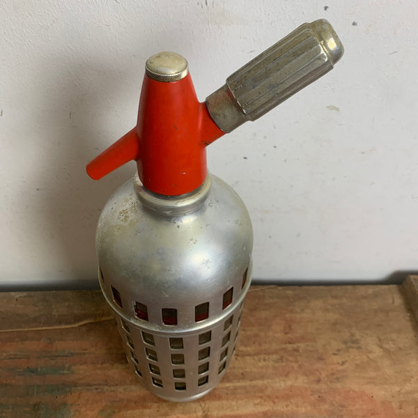 Vintage Mid Century Sodasyphon in Metallgitter