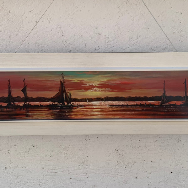 70er Jahre Gemälde Sonnenuntergang