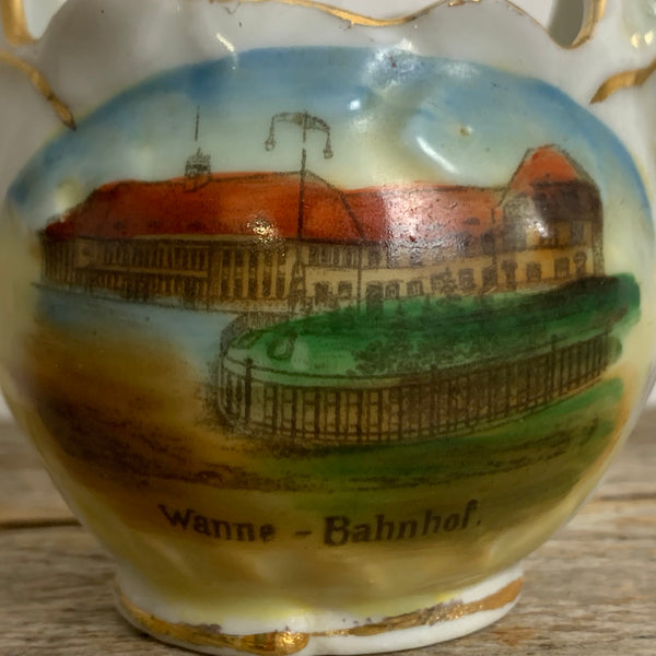 Jugendstil Andenken Vase Wanne Eickel Bahnhof