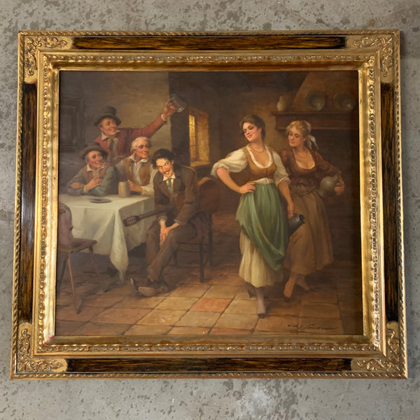 Ölgemälde Bauernszene im Wirtshaus von Curt A. Landwehr